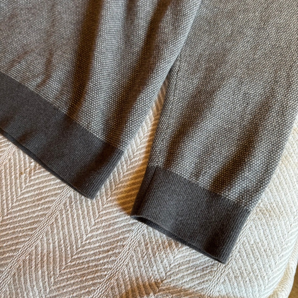 Vince Birdseye Jacquard Wool Blend Cashmere Crewneck Sweater Mens XL Grey - Picture 4 of 9
